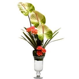 Glass Vase with Fresh Flower Arrangement 